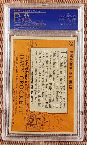 1956 Orange Davy Crockett #32 Breaking the Hold Original Collector Card PSA 7 NM - Picture 2 of 2