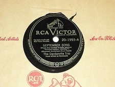DARDANELLE TRIO-September Song (1946) RCA VICTOR 10" Shellac Single