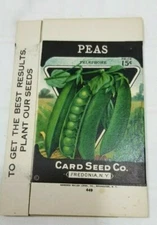 Vtg UNUSED CARD SEED BOX Telephone Peas GREAT LITHO ART Fredonia NY A6