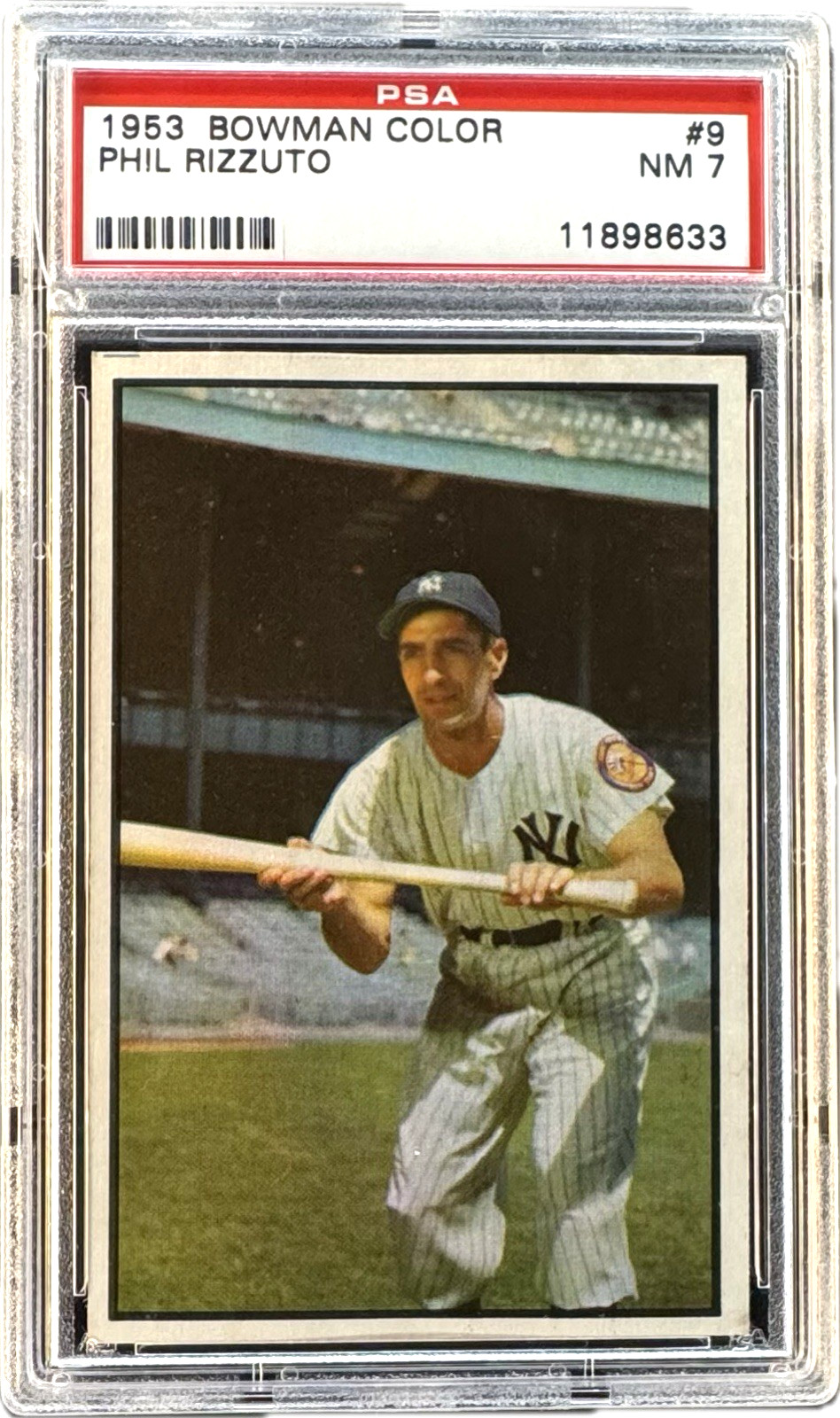 1953 Bowman Color #9 PHIL RIZZUTO HOF New York Yankees PSA 7 NM NICE!