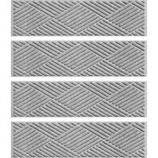 Stair Treads Medium Gray Modern Transitional Cleated Bottom Rubber Backed 4 Set