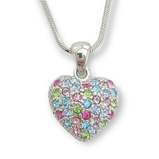 Heart Made With Swarovski Crystal Love Pendant Multi Color Necklace Gift