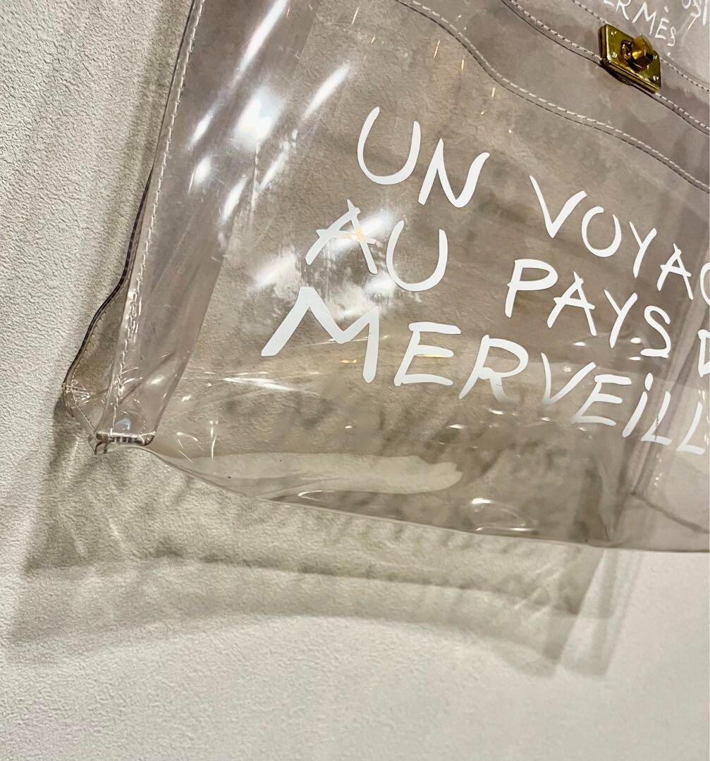 HERMES Vinyl Kelly 40 Hand Beach Bag Clear SOUVENIR DE L HERMES Vinyl Kelly 40 Hand Beach Bag Clear SOUVENIR DE L