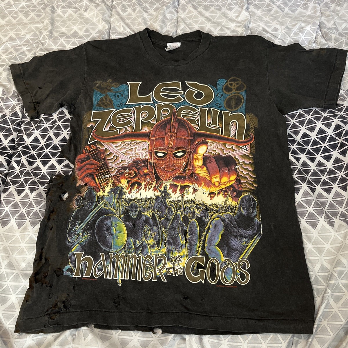 Vintage 90s 1990 Led Zeppelin Hammer Of The Gods Band Tee T Vintage 90s 1990 Led Zeppelin Hammer Of The Gods Band Tee T