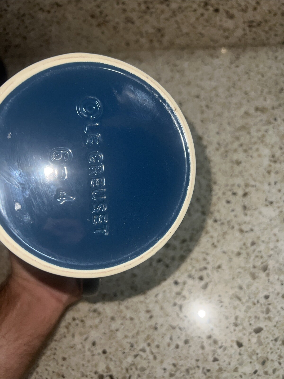 7" LE CREUSET Cafe STONEWARE FRENCH PRESS Marseille Blue OMBRE Coffee Maker EUC