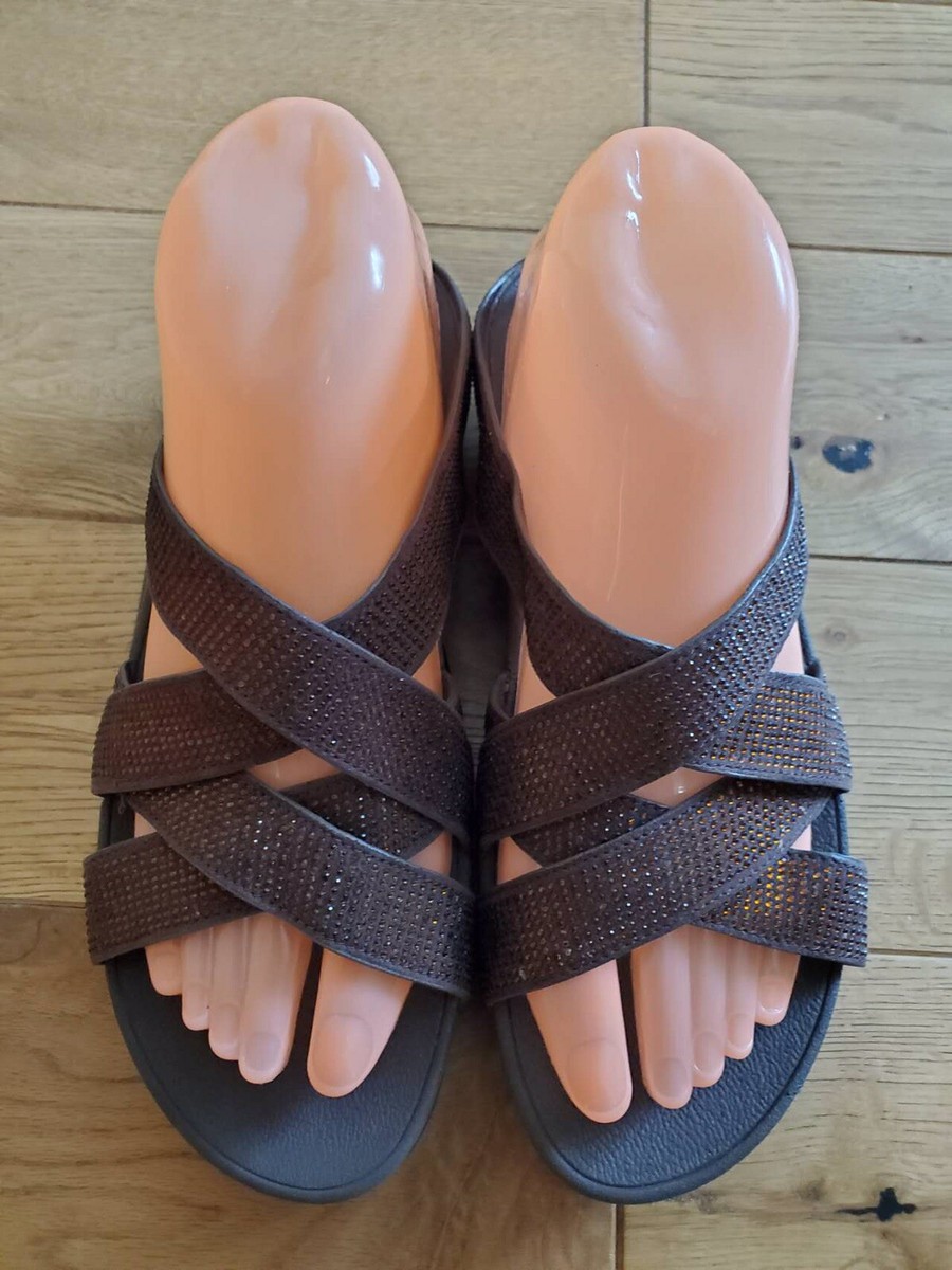 FitFlop Slinky Rokkit Criss-Cross Microfiber Bronze slides size 6 | eBay UK