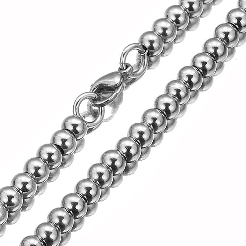 24" 8mm Fashion Men Boys 316L Stainless steel Silver Rosary Beads Necklace Chain - Bild 5 von 5