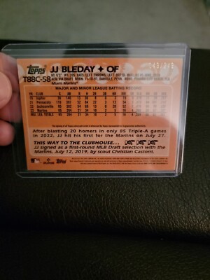 JJ BLEDAY 2023 Topps Series 1 CHROME MOJO AUTO 158/249 MARLINS RC