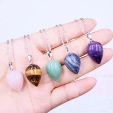 20pcs/lot Mixed Gemstone Stone Pendulum Circular Cone Pendants Necklace