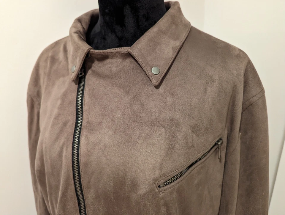 BRAND NEW INC International Concepts Mens Faux-Suede Jacket Dark Taupe Large NWT - Image 3 of 4