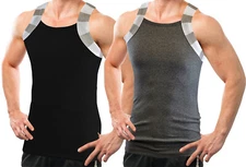 Different Touch 2 Pack Men Square Cut G-unit Style Tone Trim Tank Top A-shirts