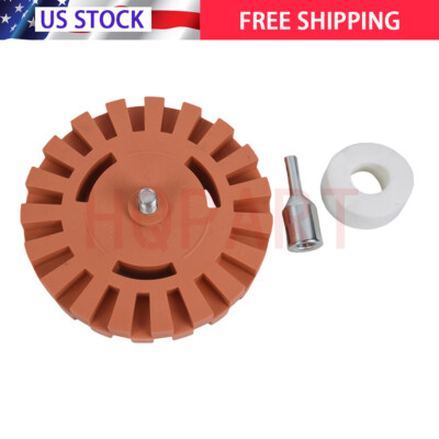 #ad 4 inch Decal Removal Eraser Wheel w Power Drill Arbor Adapter Rubber Pinstripe $6.12