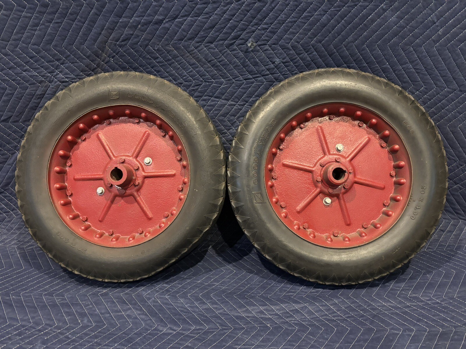 2 Rare Antique Vintage Speedway Car Wheel Cast Iron Hubcap Goodyear