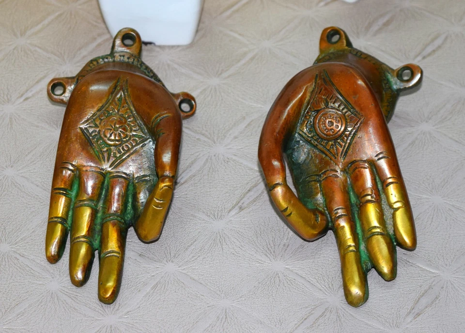 Women Hand Door Knob Set Of 02 Pieces Brass Dancing Girl Hand Design Pull EK245 - Image 3 of 4