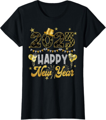 Happy New Year Party 2025 Ballon Family Matchin Funny Ladies' Crewneck T-Shirt