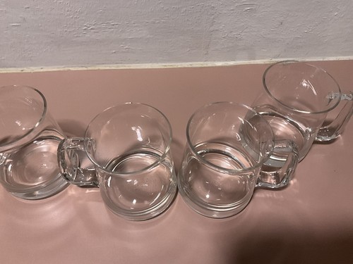 Vintage Hand Blown Glass Beer Mugs Pair Unknown Maker 4 Pc - Picture 2 of 13