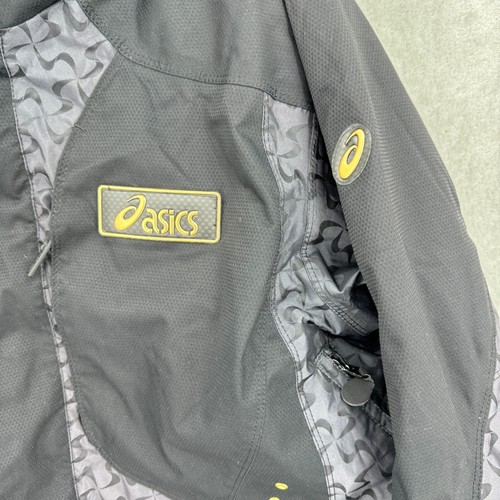 Asics Coat Mens Medium Zip Pockets Outdoor Ski Snow Hooded Logo Athletic Black - Picture 6 of 14