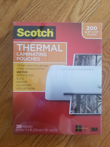 Scotch 8.5 x 11 inches Clear Thermal Laminating 200 Count Pouches Sealed - Picture 3 of 3