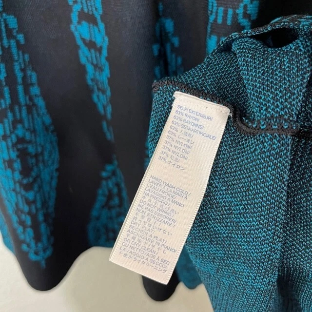 Falda Rebecca Minkoff Mujer Mediana Tejido Rayón Negro Azul Pull On Midi Art Foto 4 de 4