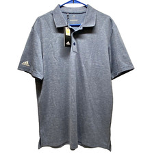 Adidas Golf Perfect Polo Men's Large Blue Heather Lightweight UPF 50 Logo NWT