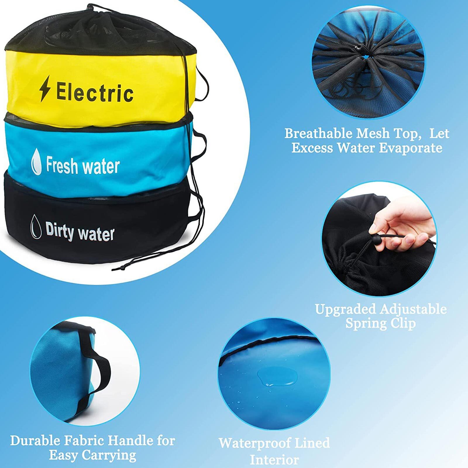 3X Caravan Hose Bags Hose Bag Water Hose Gas Hose Storage Bags