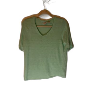 Nicole Miller Normcore Minimalist Casual 100% Linen Mint Green Shrt Slve Tee  XL