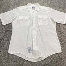 Defense Logistics Agency Shirt Men 15.5C White Garrison Military Button Up Vtg