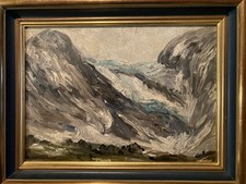 Gemälde Öl 1960 Landschaft Berg Expressionistisch Expressionismus Malerei