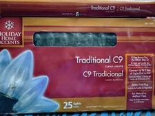 Holiday Home Accents Traditional C9 Clear Lights  351552 Festive Christmas 