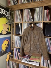 Giacca uomo vera pelle marrone media ottime condizioni pull and bear slim