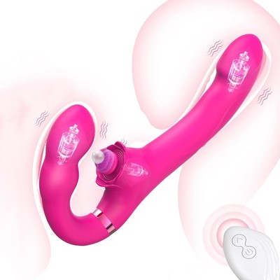 Double Head Strap On Dildo Strapless Vibrator G-Spot Clit Patting Lesbian  Toys | eBay