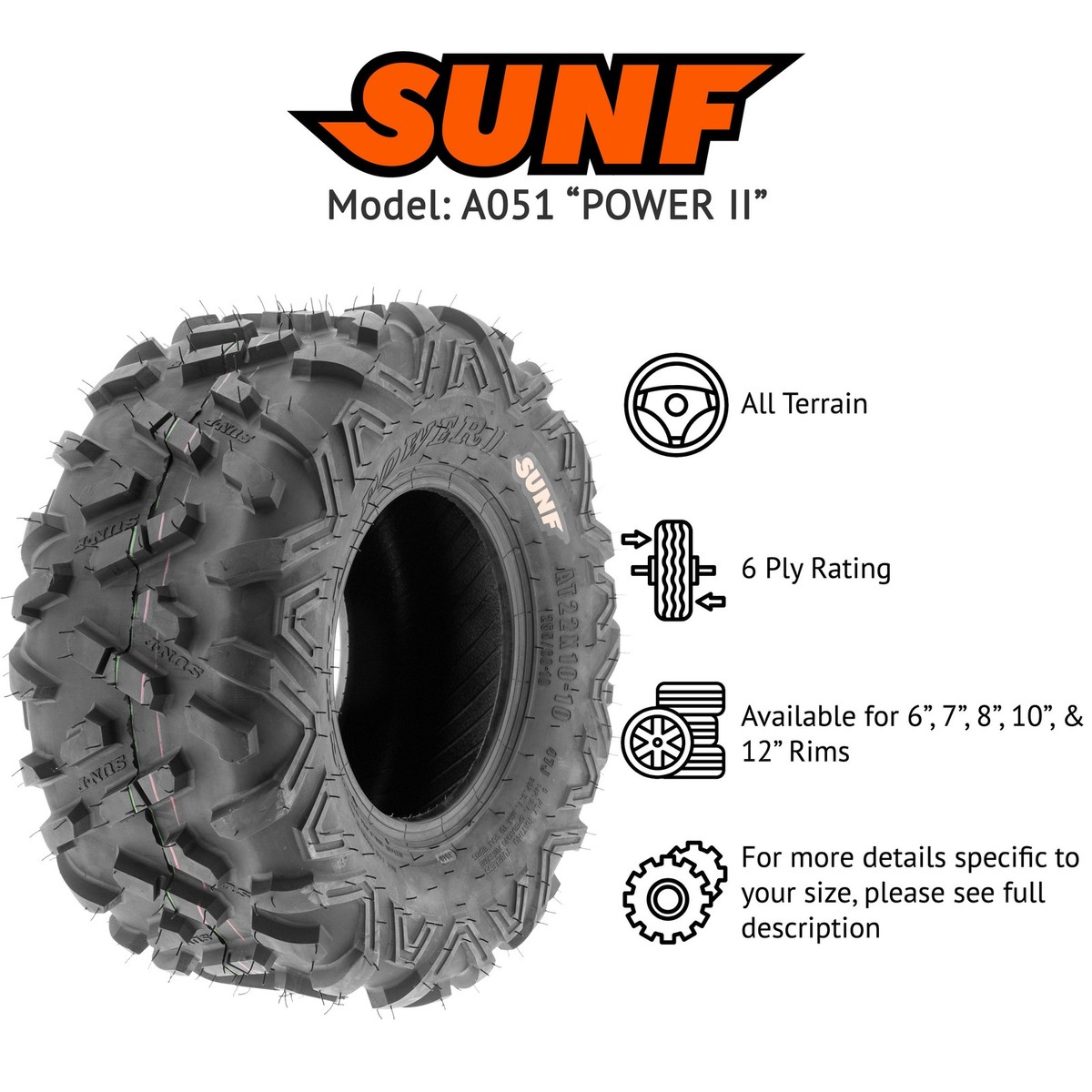 Pair of 2, SunF 20x10-8 20x10x8 20x10.00-8 ATV UTV All Terrain