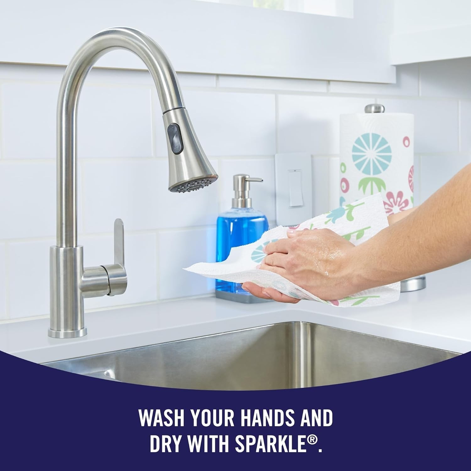 Sparkle Pick-A-Size Paper Towels Spirited Prints 6 Double Rolls = 12 Regular