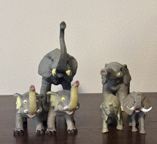 Lot of 6 Vintage Elephant Figurines 4-8 Hard Soft Plastic Nature Animals