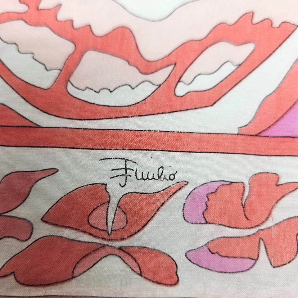 EMILIO PUCCI Firenze Italy Silk Blend Scarf Square 22 x 22 Inch Hand Rolled Hem - Image 2 of 4