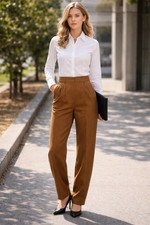 Vintage Valentino Brown High Waist Trousers Relaxed Fit 90s