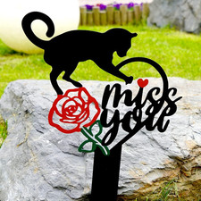 Memorial Grave Markers Metal Pet Memorial Stake Cat Memorial Sign,Miss You Sign
