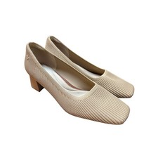 VIVAIA Margot Monroe Pumps Womens Sz 39 US 8 Beige Knit Square Toe Chunky Heel