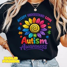 Autism Awareness Sunflower Accept Understand Love Support 2D T-Shirt Tee Gift