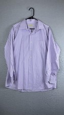 Tommy Bahama Dress Shirt Mens 16.5 32/33 Purple Stripe Classic Fit Long Sleeve
