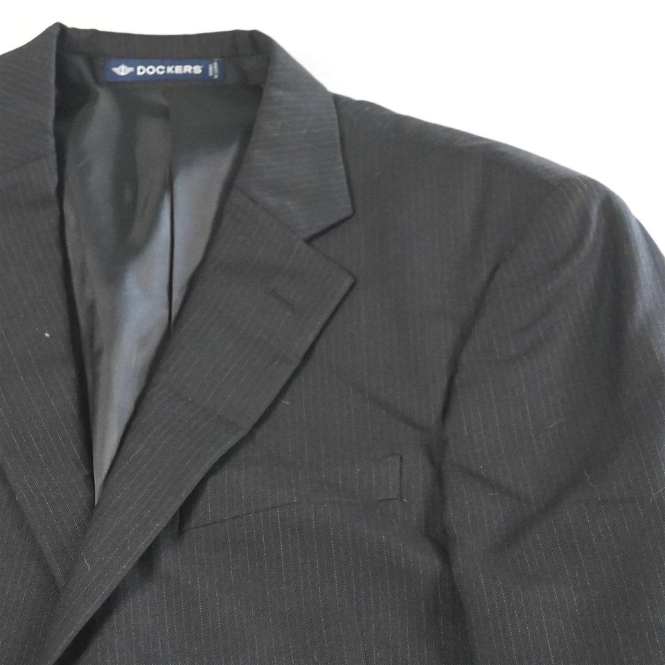 Dockers 40S 34x30 Black Striped Wool Mens Jacket Pants Suit - Image 3 of 4