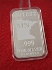 NO DATE UNITED STATES OF AMERICA STATE MN 1/2oz 0.999 FINE SILVER BAR #MF-1706