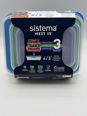 Sistema Nest It Airtight Food Storage Set of 3 Dishwasher and Microwave Safe
