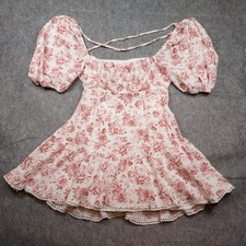 Minkpink Babydoll Dress Puff Sleeve Large Floral Peplum Cottagecore Love Story
