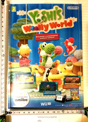 YOSHI'S WOOLLY WORLD Wii U Promo Poster Display PAL Nintendo Mario amiibo RARE