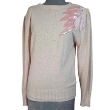 Vintage Silk and Angora Blend Sweater Sequin Embellished Size Peite Medium
