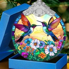Hummingbird Christmas Glass Ornament for Tree Hanging Decorations