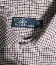 Polo Ralph Lauren Shirt Men Large Long Sleeve Button Down Check Purple