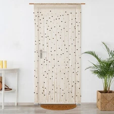 Macrame Beaded Curtain Boho Handmade Cotton Door String Curtain for Doorway W...