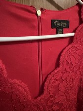 Thalia Sodi Red Floral Lace V-Neck 3/4 Sleeve Knee Dress Zip Size M/M